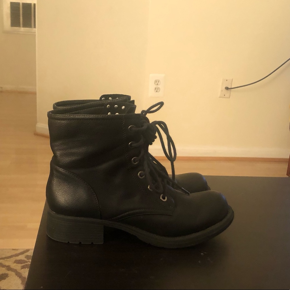Black combat boots